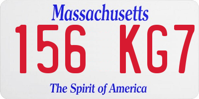 MA license plate 156KG7
