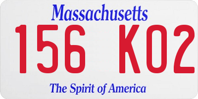 MA license plate 156KO2