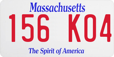 MA license plate 156KO4