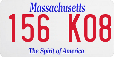 MA license plate 156KO8