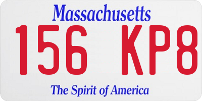 MA license plate 156KP8