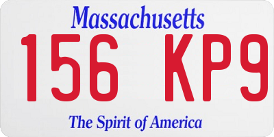 MA license plate 156KP9