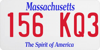 MA license plate 156KQ3