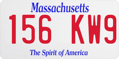 MA license plate 156KW9