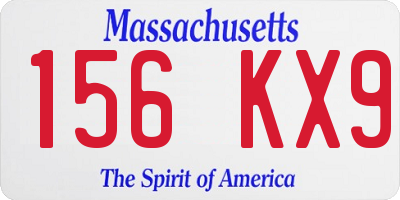 MA license plate 156KX9