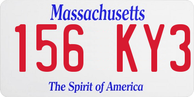 MA license plate 156KY3