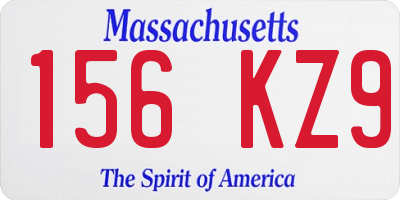 MA license plate 156KZ9