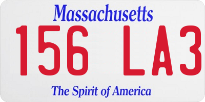 MA license plate 156LA3