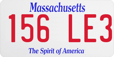 MA license plate 156LE3