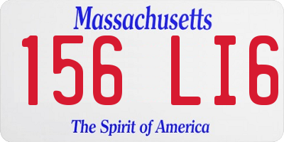 MA license plate 156LI6
