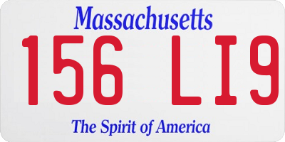 MA license plate 156LI9
