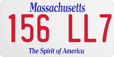MA license plate 156LL7
