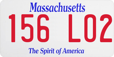MA license plate 156LO2