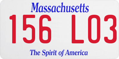 MA license plate 156LO3