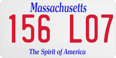 MA license plate 156LO7