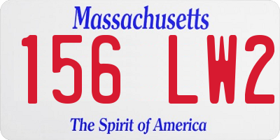 MA license plate 156LW2