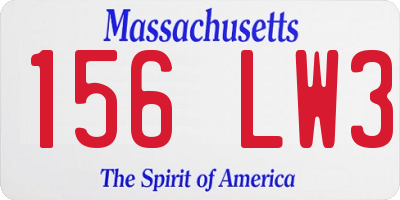 MA license plate 156LW3