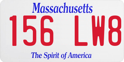 MA license plate 156LW8