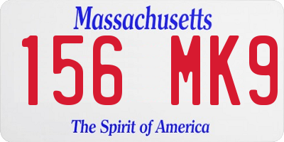 MA license plate 156MK9