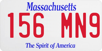 MA license plate 156MN9