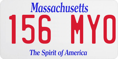 MA license plate 156MY0