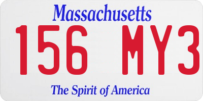MA license plate 156MY3