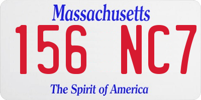 MA license plate 156NC7