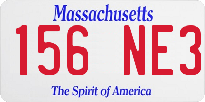 MA license plate 156NE3
