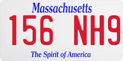 MA license plate 156NH9