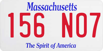 MA license plate 156NO7