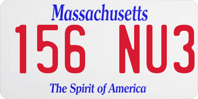 MA license plate 156NU3