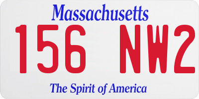 MA license plate 156NW2