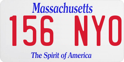 MA license plate 156NY0