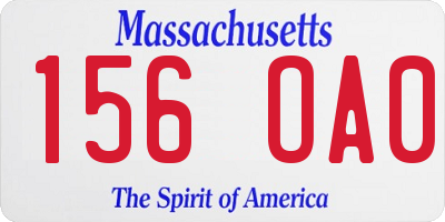 MA license plate 156OA0