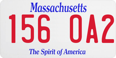 MA license plate 156OA2