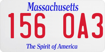 MA license plate 156OA3