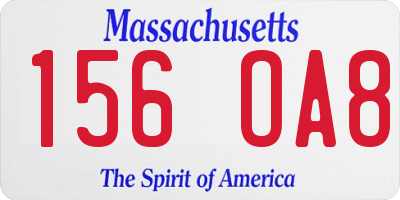 MA license plate 156OA8