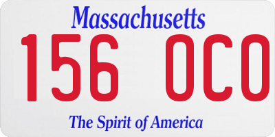 MA license plate 156OC0