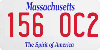 MA license plate 156OC2