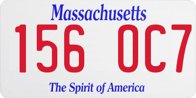 MA license plate 156OC7