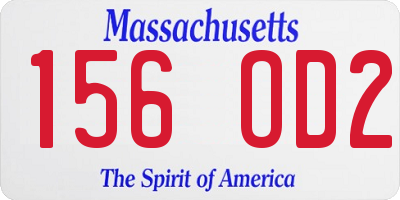 MA license plate 156OD2