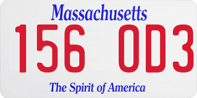MA license plate 156OD3