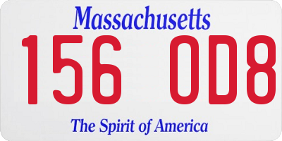 MA license plate 156OD8