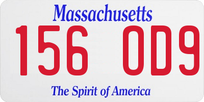MA license plate 156OD9