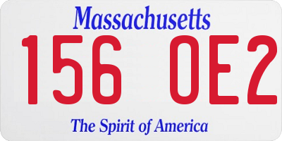 MA license plate 156OE2
