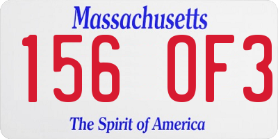 MA license plate 156OF3