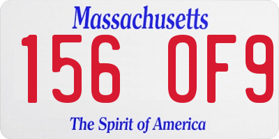 MA license plate 156OF9