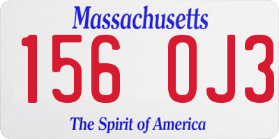 MA license plate 156OJ3