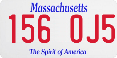 MA license plate 156OJ5