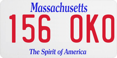 MA license plate 156OK0